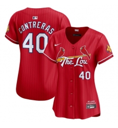 Women St Louis Cardinals 40 Willson Contreras Red 2024 City Connect Limited Stitched Baseball Jersey Women St Louis Cardinals 40 Willson Contreras Red 2024 City Connect Limited Stitched Baseball Jersey