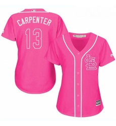 Womens Majestic St Louis Cardinals 13 Matt Carpenter Authentic Pink Fashion MLB Jersey Womens Majestic St Louis Cardinals 13 Matt Carpenter Authentic Pink Fashion MLB Jersey