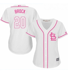 Womens Majestic St Louis Cardinals 20 Lou Brock Authentic White Fashion Cool Base MLB Jersey Womens Majestic St Louis Cardinals 20 Lou Brock Authentic White Fashion Cool Base MLB Jersey