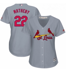 Womens Majestic St Louis Cardinals 22 Mike Matheny Authentic Grey Road Cool Base MLB Jersey Womens Majestic St Louis Cardinals 22 Mike Matheny Authentic Grey Road Cool Base MLB Jersey