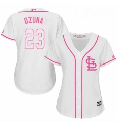 Womens Majestic St Louis Cardinals 23 Marcell Ozuna Authentic White Fashion Cool Base MLB Jersey Womens Majestic St Louis Cardinals 23 Marcell Ozuna Authentic White Fashion Cool Base MLB Jersey