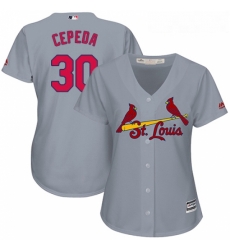 Womens Majestic St Louis Cardinals 30 Orlando Cepeda Replica Grey Road Cool Base MLB Jersey Womens Majestic St Louis Cardinals 30 Orlando Cepeda Replica Grey Road Cool Base MLB Jersey