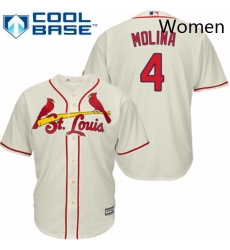Womens Majestic St Louis Cardinals 4 Yadier Molina Replica Cream Alternate MLB Jersey Womens Majestic St Louis Cardinals 4 Yadier Molina Replica Cream Alternate MLB Jersey