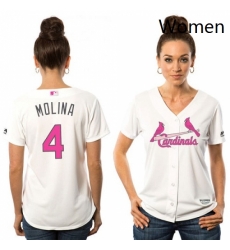 Womens Majestic St Louis Cardinals 4 Yadier Molina Replica White Mothers Day Cool Base MLB Jersey Womens Majestic St Louis Cardinals 4 Yadier Molina Replica White Mothers Day Cool Base MLB Jersey