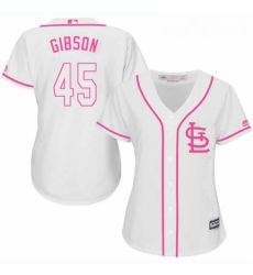 Womens Majestic St Louis Cardinals 45 Bob Gibson Replica White Fashion Cool Base MLB Jersey Womens Majestic St Louis Cardinals 45 Bob Gibson Replica White Fashion Cool Base MLB Jersey