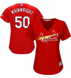 Womens Majestic St Louis Cardinals 50 Adam Wainwright Replica Red Alternate Cool Base MLB Jersey Womens Majestic St Louis Cardinals 50 Adam Wainwright Replica Red Alternate Cool Base MLB Jersey