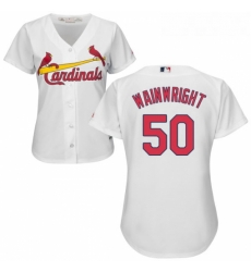 Womens Majestic St Louis Cardinals 50 Adam Wainwright Replica White Home Cool Base MLB Jersey Womens Majestic St Louis Cardinals 50 Adam Wainwright Replica White Home Cool Base MLB Jersey
