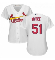 Womens Majestic St Louis Cardinals 51 Willie McGee Replica White Home Cool Base MLB Jersey Womens Majestic St Louis Cardinals 51 Willie McGee Replica White Home Cool Base MLB Jersey