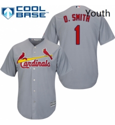 Youth Majestic St Louis Cardinals 1 Ozzie Smith Replica Grey Road Cool Base MLB Jersey Youth Majestic St Louis Cardinals 1 Ozzie Smith Replica Grey Road Cool Base MLB Jersey
