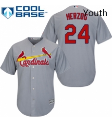Youth Majestic St Louis Cardinals 24 Whitey Herzog Replica Grey Road Cool Base MLB Jersey Youth Majestic St Louis Cardinals 24 Whitey Herzog Replica Grey Road Cool Base MLB Jersey