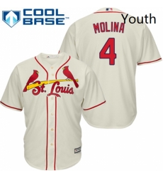 Youth Majestic St Louis Cardinals 4 Yadier Molina Replica Cream Alternate Cool Base MLB Jersey Youth Majestic St Louis Cardinals 4 Yadier Molina Replica Cream Alternate Cool Base MLB Jersey