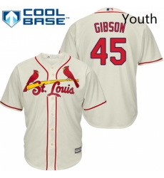 Youth Majestic St Louis Cardinals 45 Bob Gibson Authentic Cream Alternate Cool Base MLB Jersey Youth Majestic St Louis Cardinals 45 Bob Gibson Authentic Cream Alternate Cool Base MLB Jersey