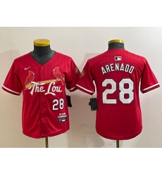 Youth St Louis Cardinals 28 Nolan Arenado Red 2024 City Connect Stitched Baseball Jersey Youth St Louis Cardinals 28 Nolan Arenado Red 2024 City Connect Stitched Baseball Jersey