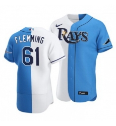 Men Tampa Bay Rays 61 Josh Fleming Split White Blue Two Tone Jersey Men Tampa Bay Rays 61 Josh Fleming Split White Blue Two Tone Jersey