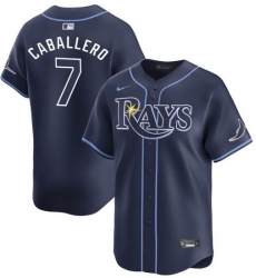 Men Tampa Bay Rays 7 Jos E9 Caballero Navy 2024 Away Limited Stitched Baseball Jersey Men Tampa Bay Rays 7 Jos E9 Caballero Navy 2024 Away Limited Stitched Baseball Jersey