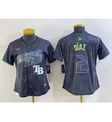 Women Tampa Bay Rays 2 Yandy Diaz Charcoal 2024 City Connect Limited Stitched Baseball Jersey 4 Women Tampa Bay Rays 2 Yandy Diaz Charcoal 2024 City Connect Limited Stitched Baseball Jersey 4