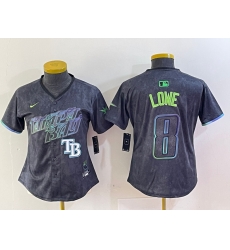 Women Tampa Bay Rays 8 Brandon Lowe Charcoal 2024 City Connect Limited Stitched Baseball Jersey 2 Women Tampa Bay Rays 8 Brandon Lowe Charcoal 2024 City Connect Limited Stitched Baseball Jersey 2