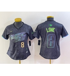 Women Tampa Bay Rays 8 Brandon Lowe Charcoal 2024 City Connect Limited Stitched Baseball Jersey Women Tampa Bay Rays 8 Brandon Lowe Charcoal 2024 City Connect Limited Stitched Baseball Jersey