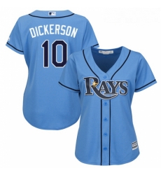 Womens Majestic Tampa Bay Rays 10 Corey Dickerson Replica Light Blue Alternate 2 Cool Base MLB Jersey Womens Majestic Tampa Bay Rays 10 Corey Dickerson Replica Light Blue Alternate 2 Cool Base MLB Jersey
