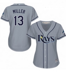 Womens Majestic Tampa Bay Rays 13 Brad Miller Replica Grey Road Cool Base MLB Jersey Womens Majestic Tampa Bay Rays 13 Brad Miller Replica Grey Road Cool Base MLB Jersey