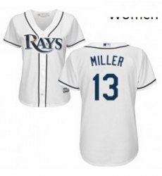 Womens Majestic Tampa Bay Rays 13 Brad Miller Replica White Home Cool Base MLB Jersey Womens Majestic Tampa Bay Rays 13 Brad Miller Replica White Home Cool Base MLB Jersey