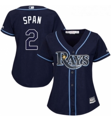 Womens Majestic Tampa Bay Rays 2 Denard Span Replica Navy Blue Alternate Cool Base MLB Jersey Womens Majestic Tampa Bay Rays 2 Denard Span Replica Navy Blue Alternate Cool Base MLB Jersey