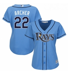 Womens Majestic Tampa Bay Rays 22 Chris Archer Authentic Light Blue Alternate 2 Cool Base MLB Jersey Womens Majestic Tampa Bay Rays 22 Chris Archer Authentic Light Blue Alternate 2 Cool Base MLB Jersey