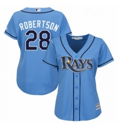 Womens Majestic Tampa Bay Rays 28 Daniel Robertson Authentic Light Blue Alternate 2 Cool Base MLB Jersey Womens Majestic Tampa Bay Rays 28 Daniel Robertson Authentic Light Blue Alternate 2 Cool Base MLB Jersey