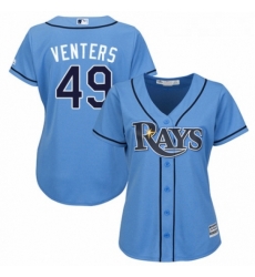 Womens Majestic Tampa Bay Rays 49 Jonny Venters Authentic Light Blue Alternate 2 Cool Base MLB Jersey Womens Majestic Tampa Bay Rays 49 Jonny Venters Authentic Light Blue Alternate 2 Cool Base MLB Jersey