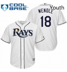 Youth Majestic Tampa Bay Rays 18 Joey Wendle Replica White Home Cool Base MLB Jersey Youth Majestic Tampa Bay Rays 18 Joey Wendle Replica White Home Cool Base MLB Jersey