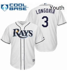 Youth Majestic Tampa Bay Rays 3 Evan Longoria Replica White Home Cool Base MLB Jersey Youth Majestic Tampa Bay Rays 3 Evan Longoria Replica White Home Cool Base MLB Jersey