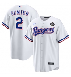 Men Texas Rangers 2 Marcus Semien 2023 White World Series Stitched Baseball Jersey Men Texas Rangers 2 Marcus Semien 2023 White World Series Stitched Baseball Jersey