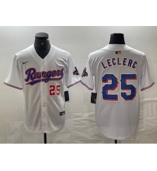 Men Texas Rangers 25 Jose Leclerc White Gold Cool Base Stitched Baseball Jersey Men Texas Rangers 25 Jose Leclerc White Gold Cool Base Stitched Baseball Jersey