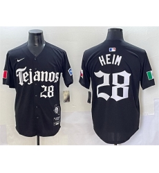 Men Texas Rangers 28 Jonah Heim Black Gothic Mexico 2025 Vapor Premier Limited Stitched Baseball Jersey