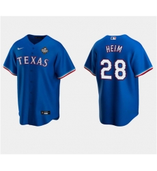 Men Texas Rangers 28 Jonah Heim Royal 2023 World Series Stitched Baseball Jersey Men Texas Rangers 28 Jonah Heim Royal 2023 World Series Stitched Baseball Jersey