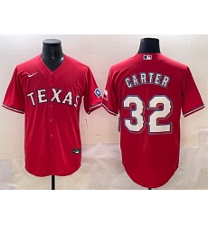 Men Texas Rangers 32 Evan Carter Red Cool Base Stitched Baseball Jersey Men Texas Rangers 32 Evan Carter Red Cool Base Stitched Baseball Jersey