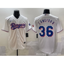 Men Texas Rangers 36 Wyatt Langford White Cool Base Stitched Baseball Jersey
