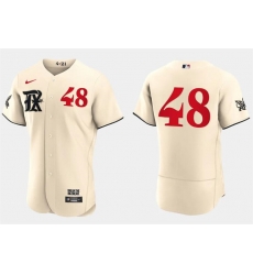Men Texas Rangers 48 Jacob DeGrom Cream 2023 City Connect Flex Base Stitched Baseball Jersey Men Texas Rangers 48 Jacob DeGrom Cream 2023 City Connect Flex Base Stitched Baseball Jersey