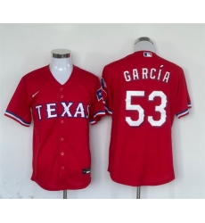 Men Texas Rangers 53 Adolis Garc EDa Red With Patch Cool Base Stitched Baseball Jersey Men Texas Rangers 53 Adolis Garc EDa Red With Patch Cool Base Stitched Baseball Jersey