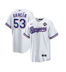 Men Texas Rangers 53 Adolis Garc EDa White 2023 World Series Stitched Baseball Jersey Men Texas Rangers 53 Adolis Garc EDa White 2023 World Series Stitched Baseball Jersey