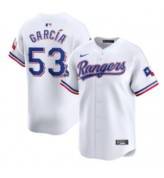 Men Texas Rangers 53 Adolis Garcia White 2023 World Series Champions Stitched Baseball Jersey Men Texas Rangers 53 Adolis Garcia White 2023 World Series Champions Stitched Baseball Jersey