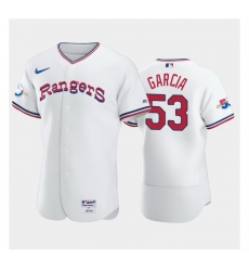 Men Texas Rangers 53 Adolis Garcia White Flexbase Stitched Baseball Jersey Men Texas Rangers 53 Adolis Garcia White Flexbase Stitched Baseball Jersey