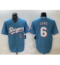 Men Texas Rangers 6 Josh Jung Number Light Blue Team Logo Cool Base Jersey Men Texas Rangers 6 Josh Jung Number Light Blue Team Logo Cool Base Jersey