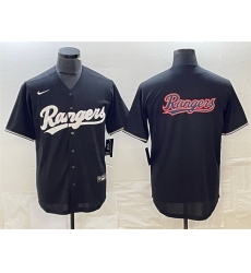 Men Texas Rangers Black Team Big Logo Cool Base Stitched Baseball Jersey Men Texas Rangers Black Team Big Logo Cool Base Stitched Baseball Jersey