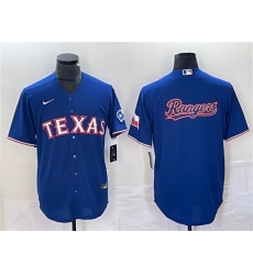 Men Texas Rangers Royal Team Big Logo With Patch Cool Base Stitched Baseball Jersey Men Texas Rangers Royal Team Big Logo With Patch Cool Base Stitched Baseball Jersey