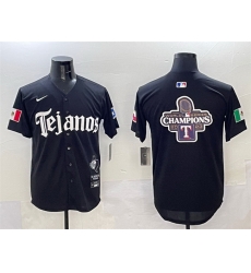 Men Texas Rangers Team Big Logo Black Mexico 2025 Vapor Premier Limited Stitched Baseball Jersey 1