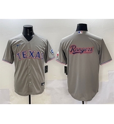 Men Texas Rangers Team Big Logo Grey With Patch Cool Base Stitched Baseball Jersey Men Texas Rangers Team Big Logo Grey With Patch Cool Base Stitched Baseball Jersey
