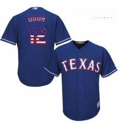 Mens Majestic Texas Rangers 12 Rougned Odor Authentic Royal Blue USA Flag Fashion MLB Jersey Mens Majestic Texas Rangers 12 Rougned Odor Authentic Royal Blue USA Flag Fashion MLB Jersey