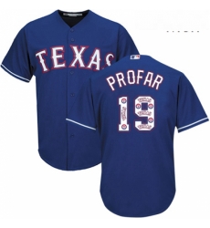 Mens Majestic Texas Rangers 19 Jurickson Profar Authentic Royal Blue Team Logo Fashion Cool Base MLB Jersey Mens Majestic Texas Rangers 19 Jurickson Profar Authentic Royal Blue Team Logo Fashion Cool Base MLB Jersey