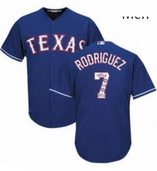 Mens Majestic Texas Rangers 7 Ivan Rodriguez Authentic Royal Blue Team Logo Fashion Cool Base MLB Jersey Mens Majestic Texas Rangers 7 Ivan Rodriguez Authentic Royal Blue Team Logo Fashion Cool Base MLB Jersey